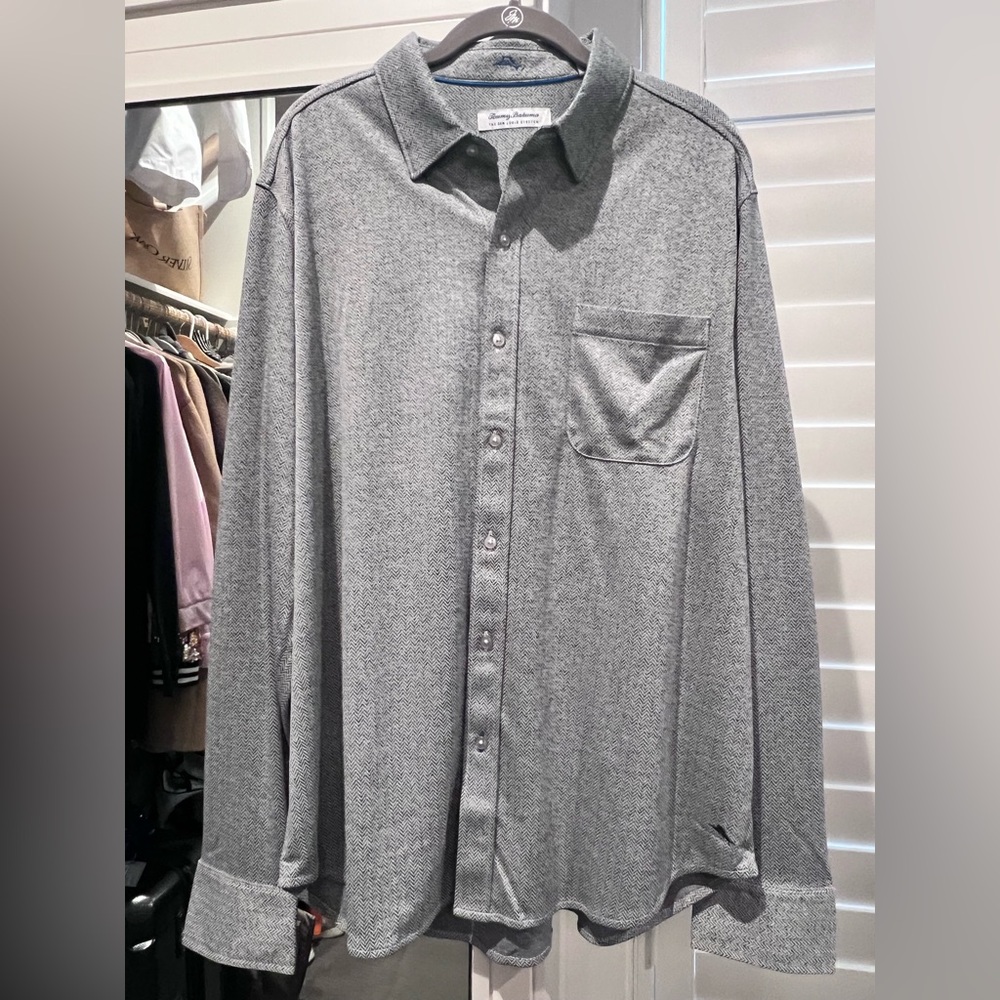 Tommy Bahama Gray Herringbone Shirt